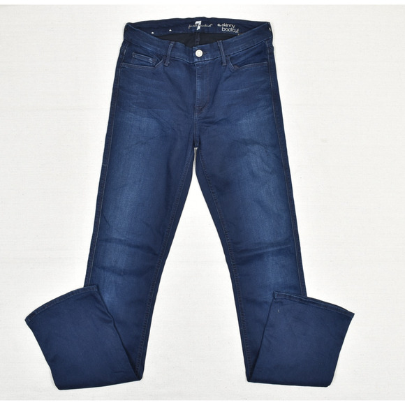 7 For All Mankind Denim - 7 For All Mankind Women's Jeans Cotton Blend Blue Size 29x34 Skinny Boot Zip